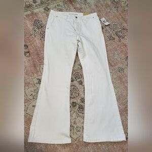 Michael Kors White Selma Flare Higher-Rise Slim Through Hips & Thigh Jeans Sz 12